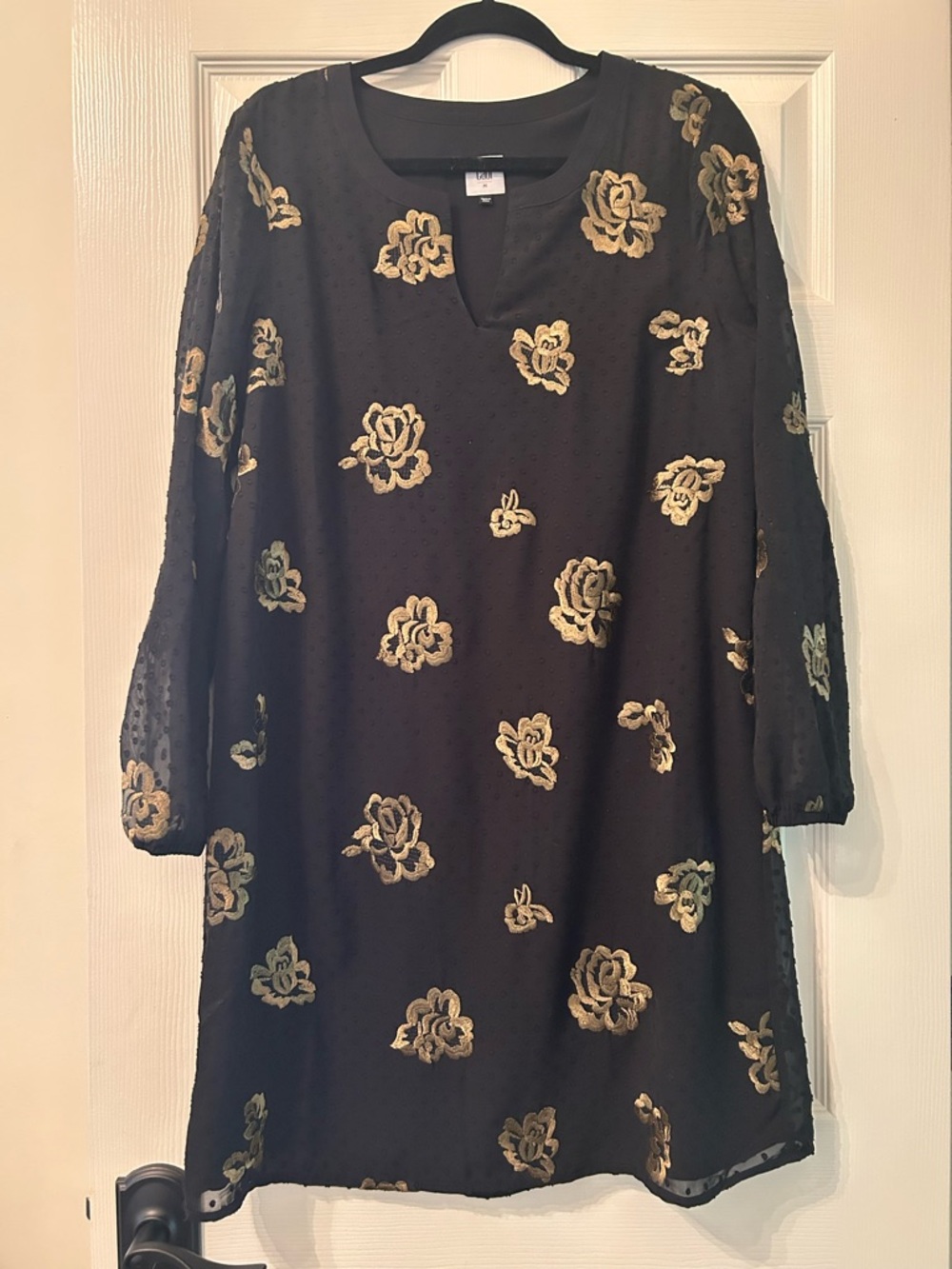 CAbi Black Jacket with Gold Floral Detail - Picture 1 of 6